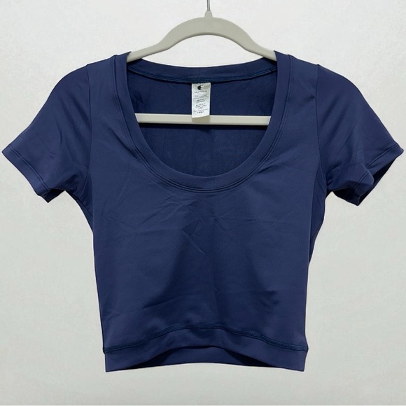 Lotus & Luna Cropped Yin Scoop Neck Top | Size S | Navy | NWOT 🪷 - Picture 1 of 5